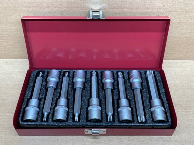 Torx set dop 1/2" chroom vanadium 9 dlg.