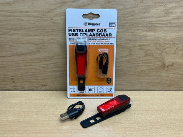 Fietslicht achter COB USB oplaadbaar.