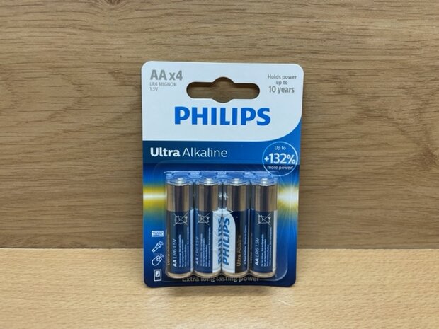 Batterijenset Philips Ultra Alkaline AA 4 dlg.