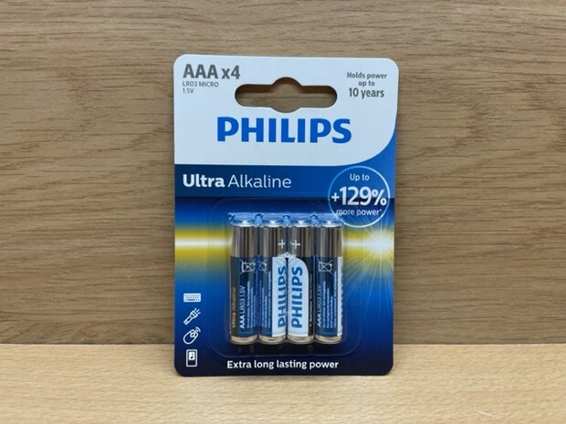 Batterijenset Philips Ultra Alkaline AAA 4 dlg.