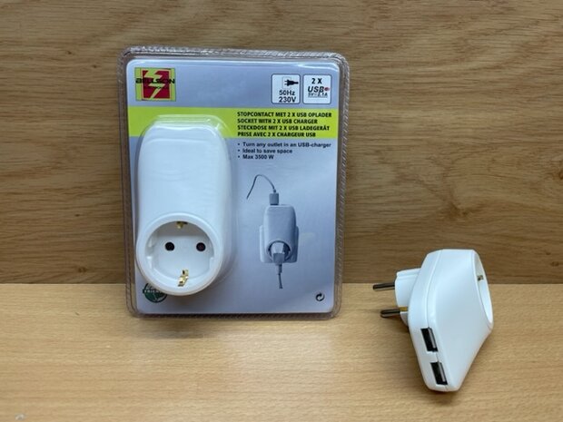 Stopcontact randaarde met 2 x USB aansluitingen.