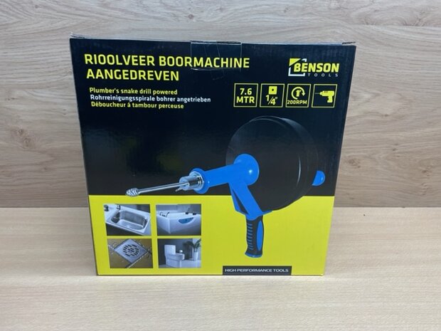Gootsteen / Riool ontstopper voor boormachine 7,6m.