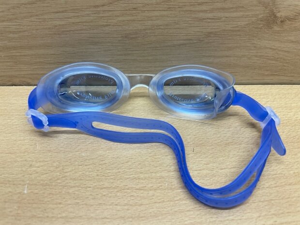 Duikbril blauw met oordopjes in koker.