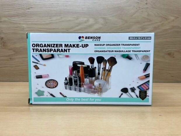 Make-up organizer transparant 22,3x12,7x8cm.