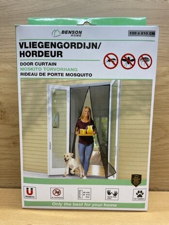 Hordeur vliegengordijn magnetisch 100x120cm.