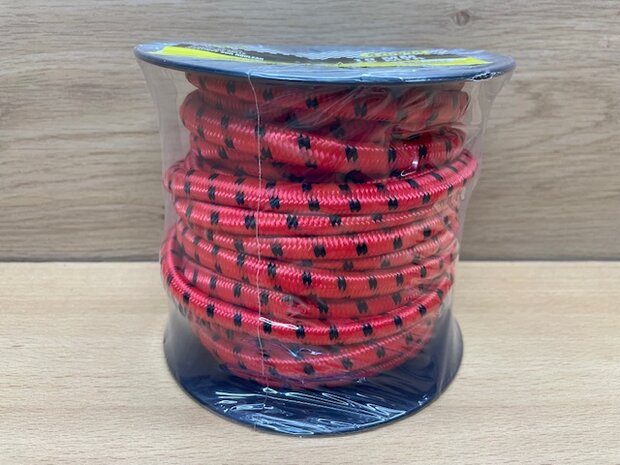 Elastiek op rol 10mm rood 15m.