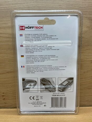 Zaklamp dynamo en solar met karabijnhaak.