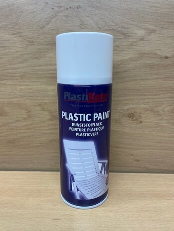 Plastikote plastic spray wit glans 400ml.