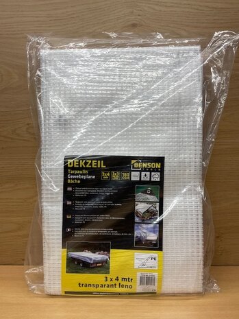 Dekzeil 3x4m transparant gewapend. (160gram/m²)