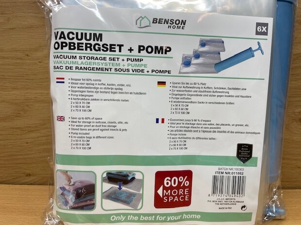 Vacuum opbergzakken set met pomp 7 dlg.