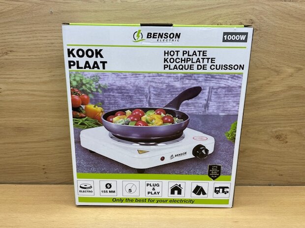 Kookplaat wit enkel 1000W.