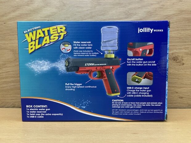 Waterpistool electrisch Storm rood-grijs.