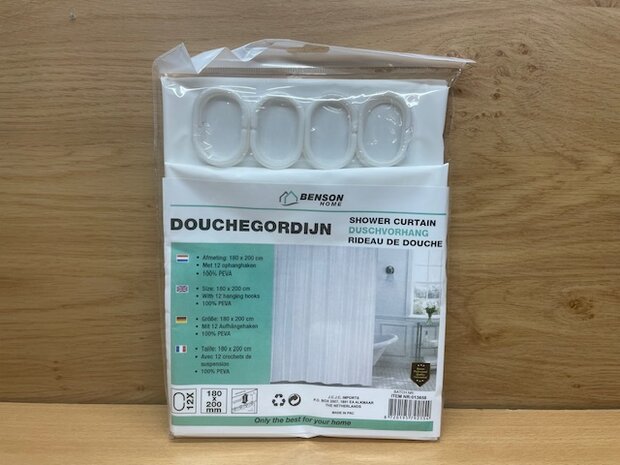 Douchegordijn wit 180x200cm.