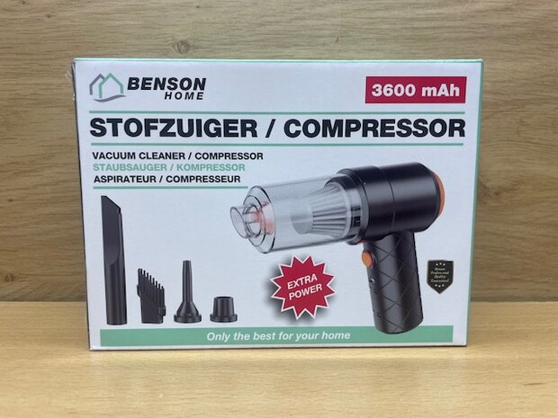 Stofzuiger / compressor mini 3600 mAh.
