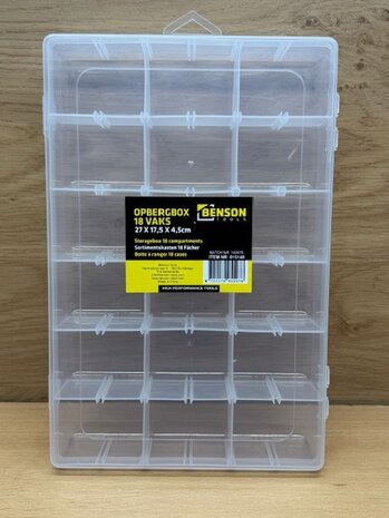 Opbergbox 18 vaks 27x17,5x4,5cm.
