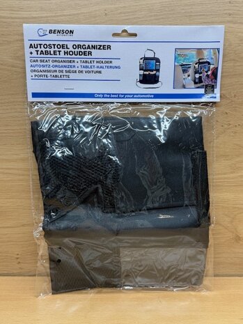Autostoel organizer met tablet houder.