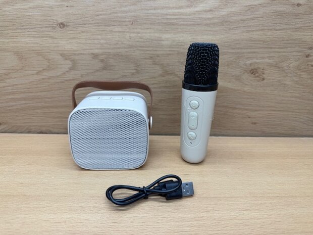 Karaokeset bluetooth met microfoon en speaker.