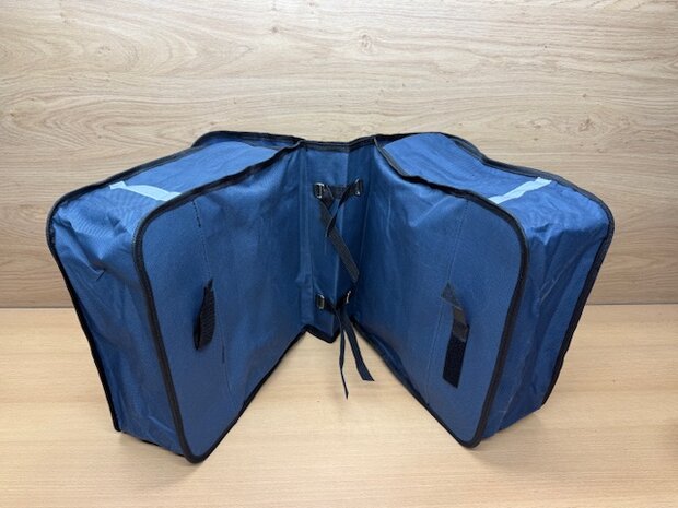 Fietstas dubbel canvas blauw 35 liter.