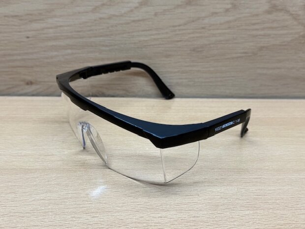 Beschermbril  veiligheidsbril zwart frame.