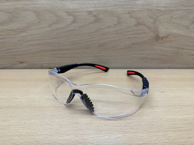 Beschermbril  veiligheidsbril zwart/rood frame.