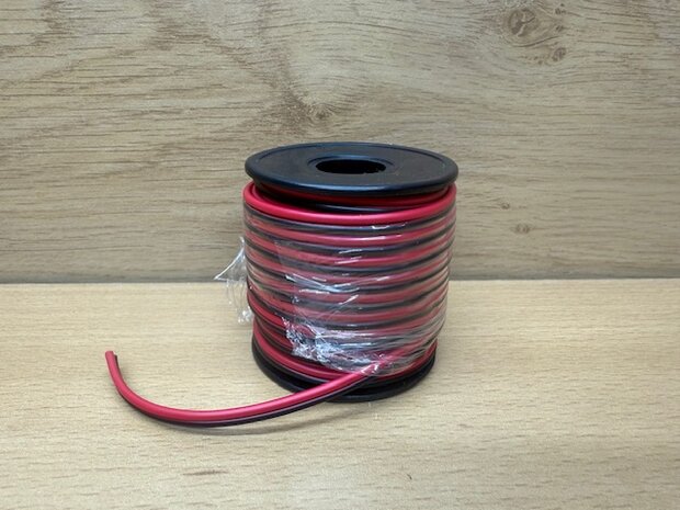 Luidspeaker kabel rood zwart 2x0,50mm² 10m.