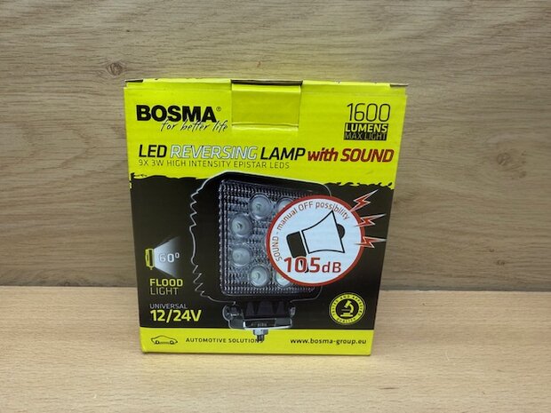 Achteruitrijlicht met sirene 9 led 10-30 volt.