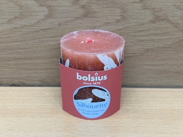 Bolsius stompkaars Rusty Pink print 80x68mm.