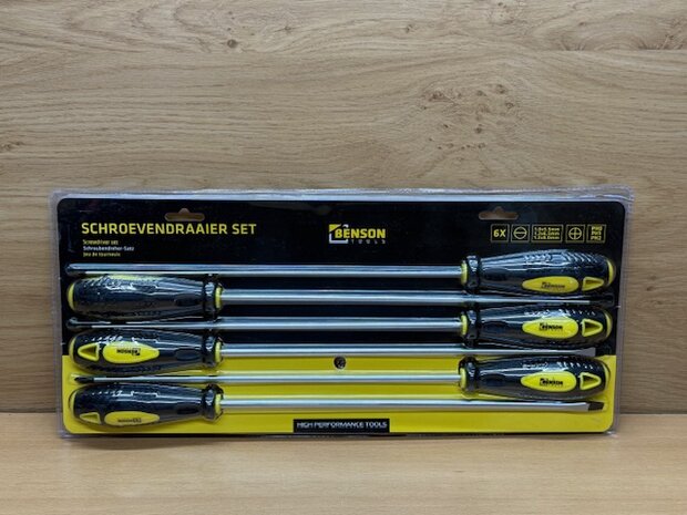 Schroevendraaierset lang magnetisch 6 dlg.