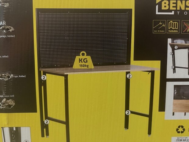 Werkbank inklapbaar 146x122x54cm.
