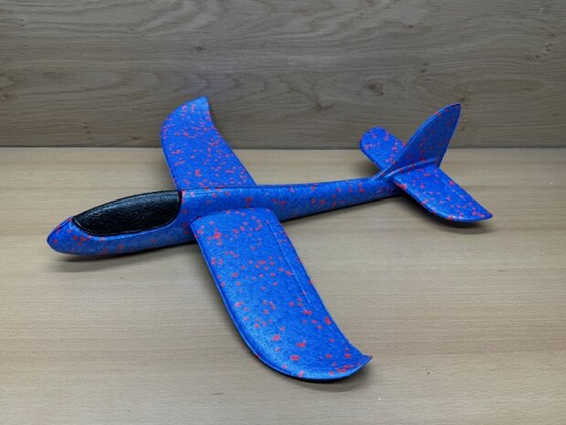 Zweefvliegtuig foam blauw 46cm.