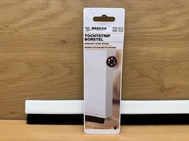 Tochtstrip borstel PVC wit 100cm.