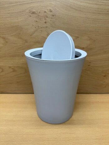 Prullenbak rond grijs 18cm.