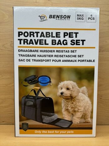 Huisdier draagbare reistas set 4 dlg.
