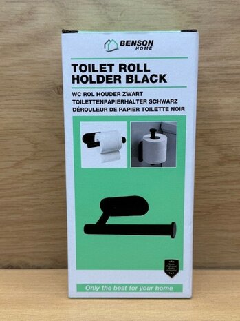 WC rol houder zwart zelfklevend.
