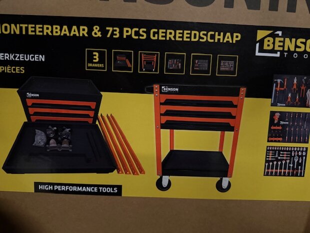 Gereedschapswagen 3 laden 73 dlg.
