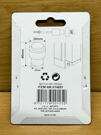 Deurstopper Benson zwart 40mm.
