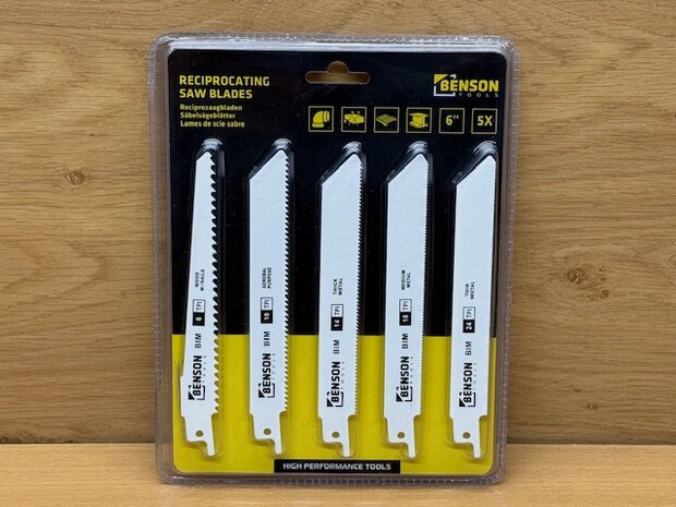 Reciprozaagbladen set hout en metaal 5 dlg.