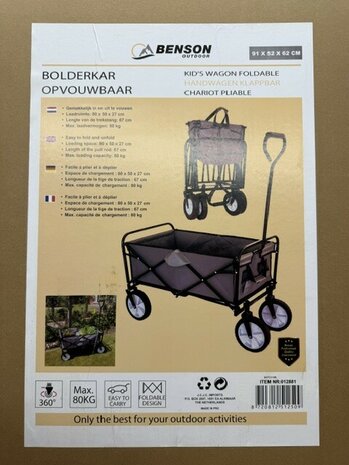 Bolderkar opvouwbaar 108 liter 80 kg.