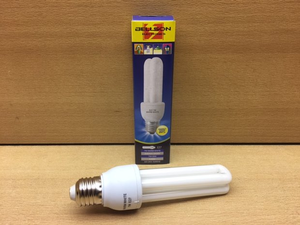 Meting Verschrikking Vergelijkbaar Spaarlamp 2U E27 warm wit 7 watt. - Eddiys