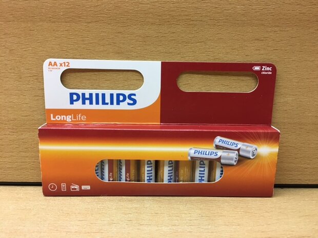 Batterijenset Philips 12xAA.