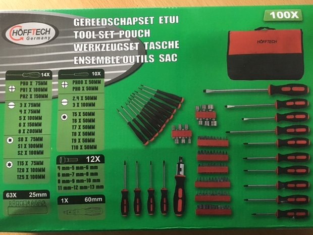 Gereedschapset in etui 100 dlg.