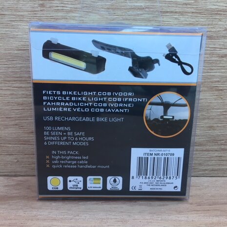 Fiets koplamp COB USB oplaadbaar.