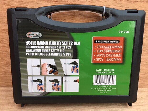 Hollewand pluggenset 72 dlg.