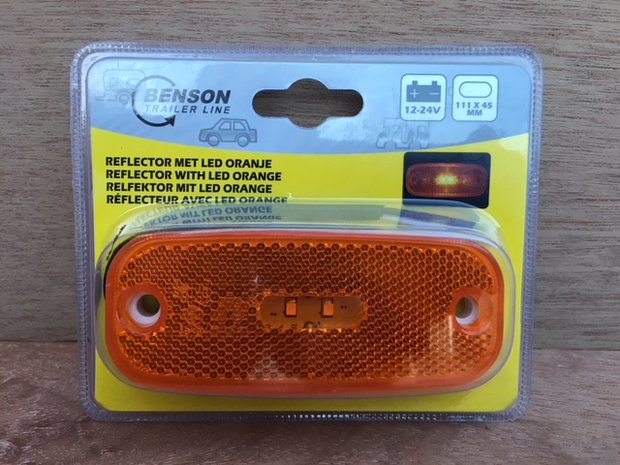 Reflector oranje met led verlichting 12-24 volt.