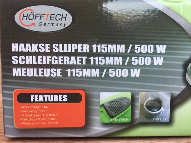 Haakse slijper 115mm, 220 V, 500W